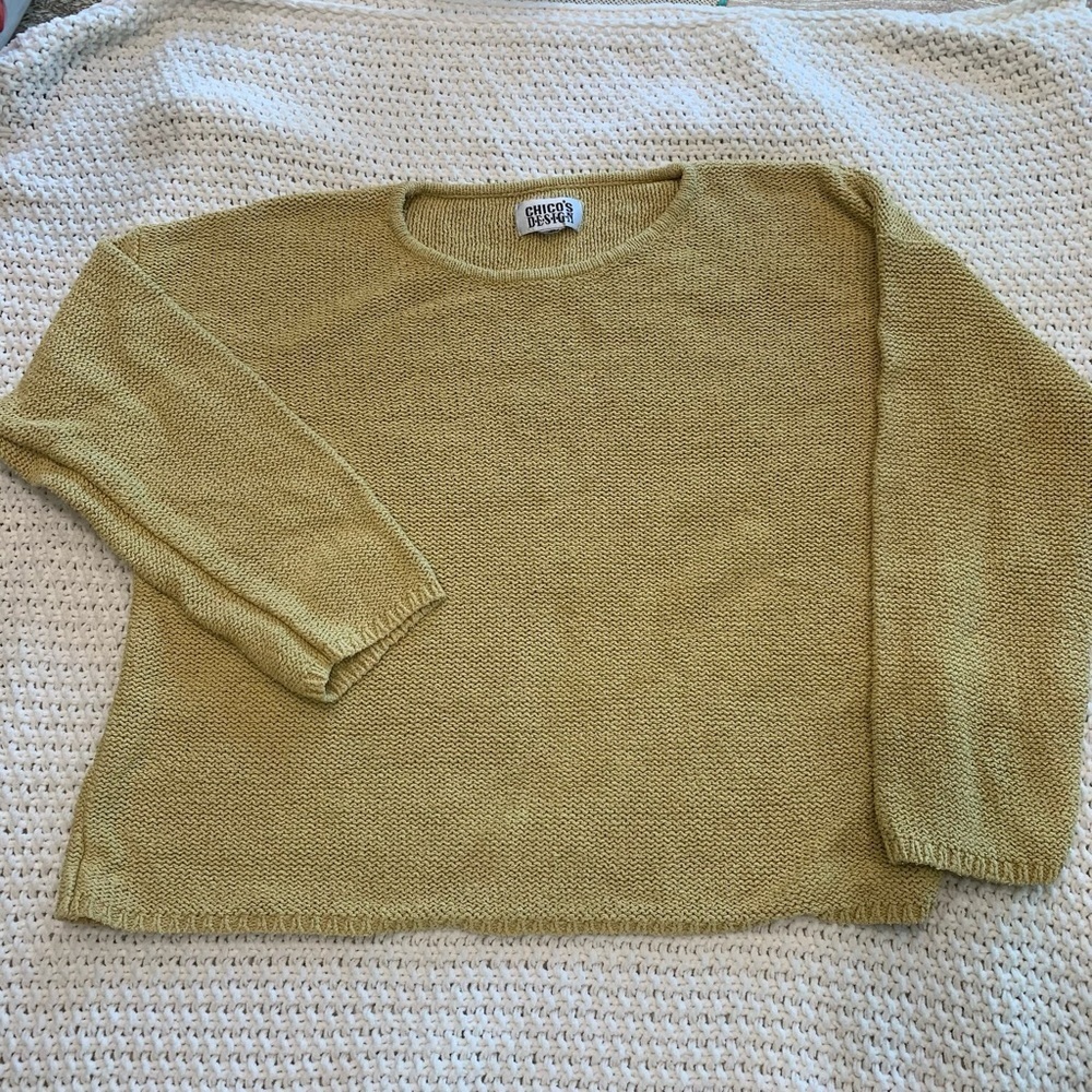 Chico’s Design Women’s Yellow Knit Sweater
No Fabric/Size Tag- See Measurements